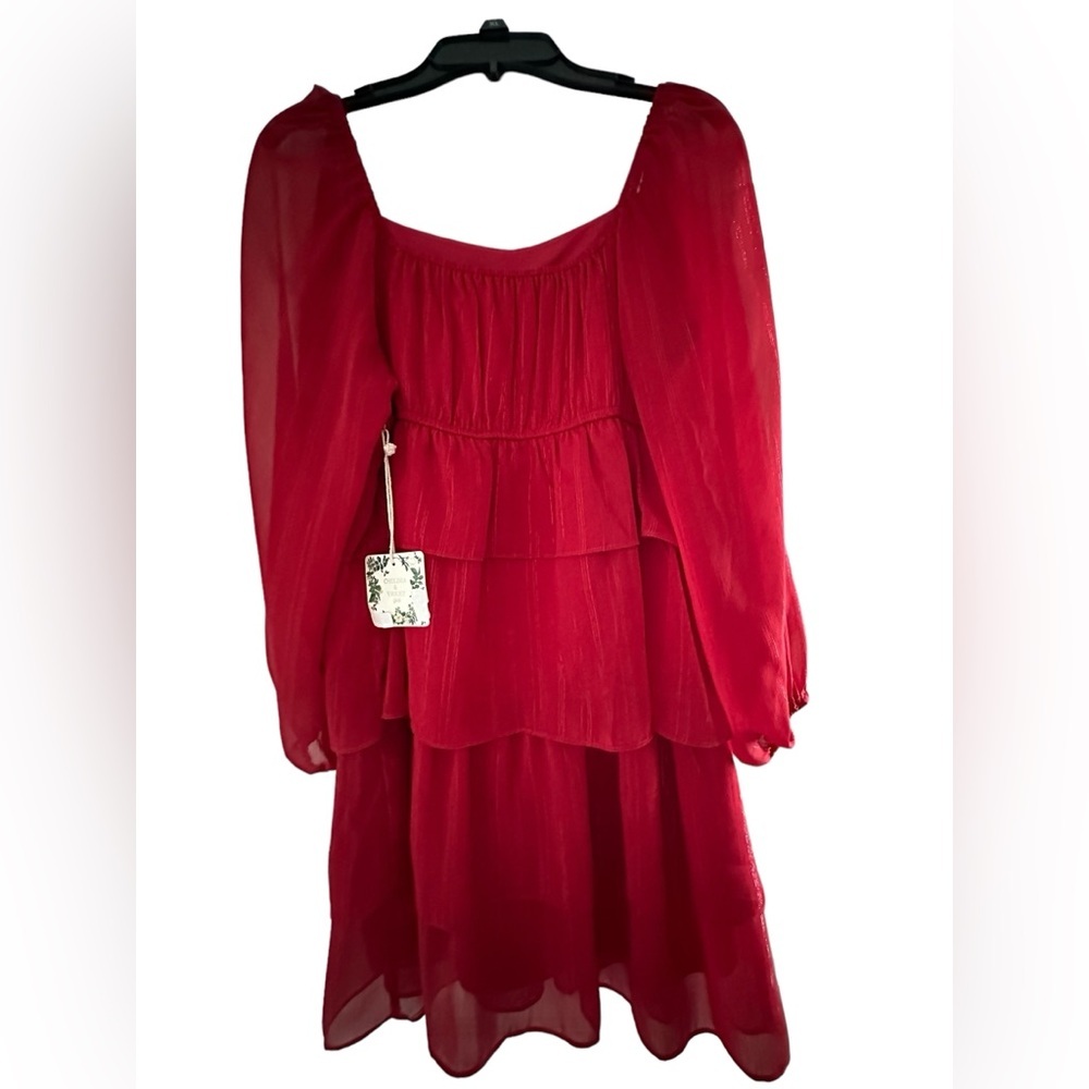 Chelsea and Violet Girls Size 16 Satin‎ Plisse Long Sleeve Dress